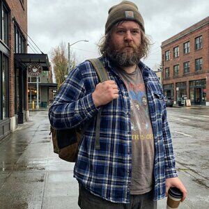 🌲 Faded Glory Blue Plaid Flannel Button Shirt 2XL 🌲